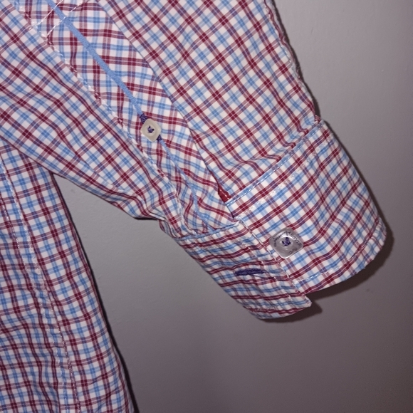 Jeremy Argyle men's gingham blue and red button-up shirt long sleeve … - Picture 3 of 5